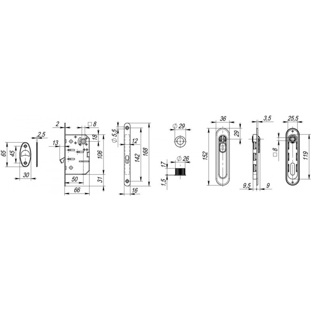 Набор Armadillo (Армадилло) для раздвижных дверей SH.LD152.KIT011-BK (SH011-BK) GP-2 золото-1