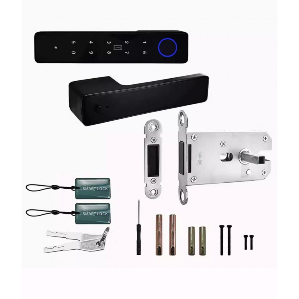 Умная дверная ручка-замок Smart 01 Black с отпечатком пальца и поддержкой Smart Life-7