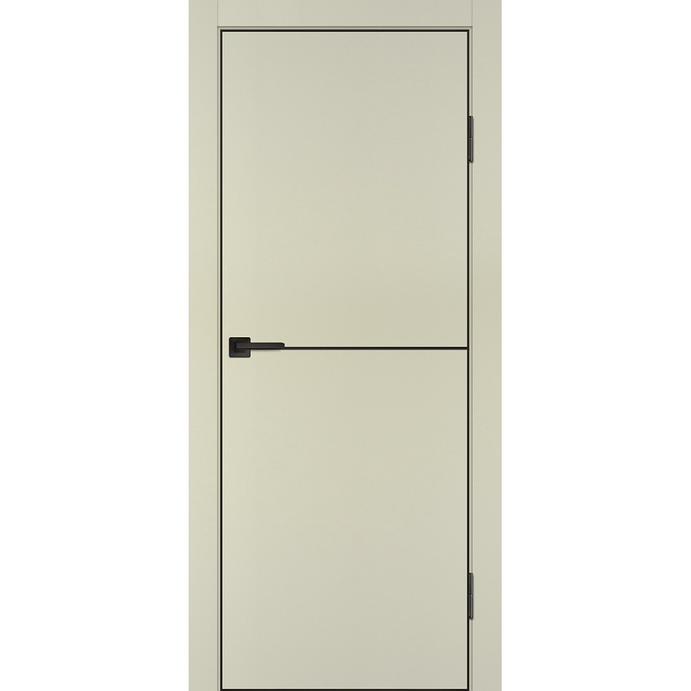 Межкомнатная дверь экошпон P-19 черный молдинг PET, кромка ABS черная c 4-х ст Бежевый матовый